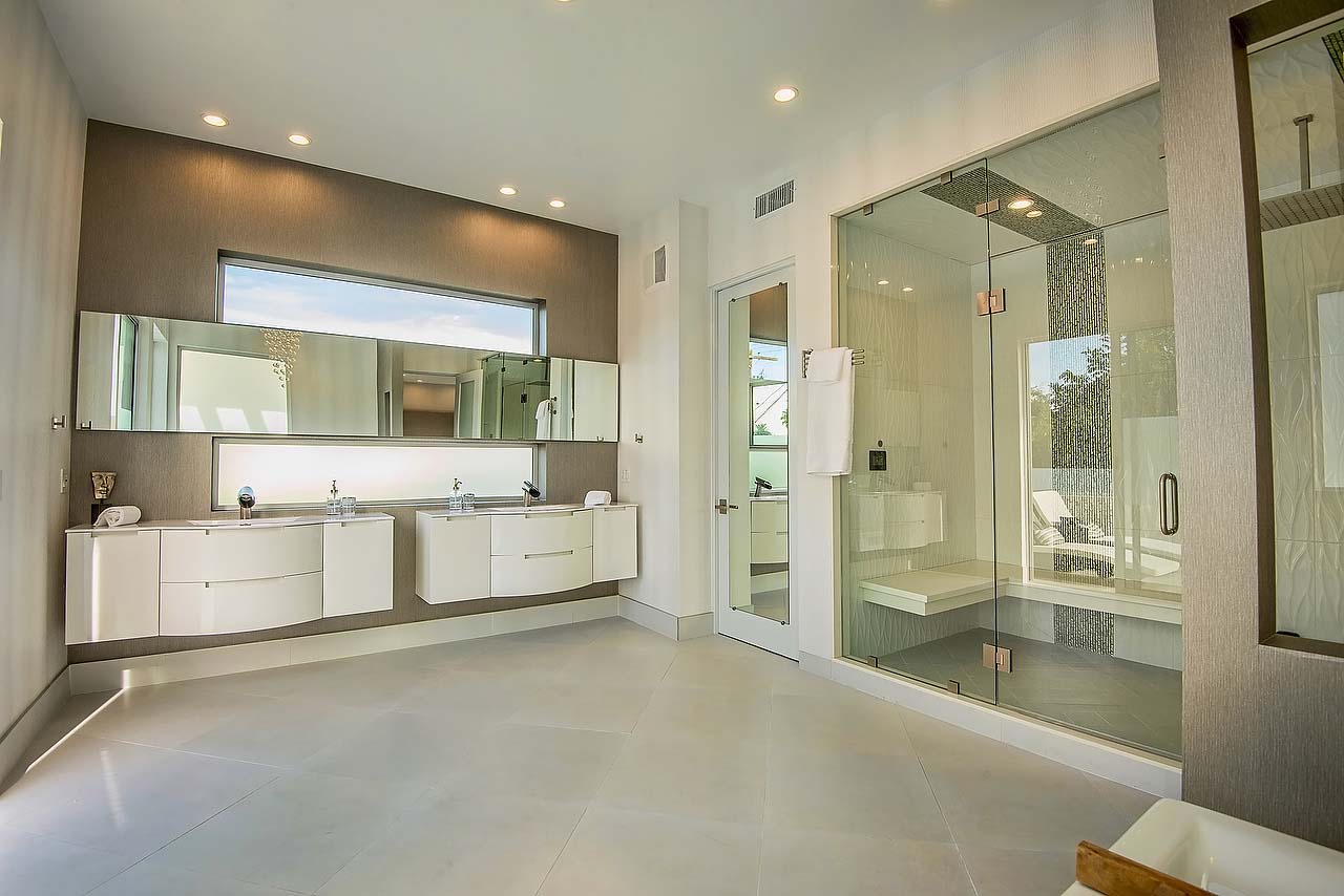 Spacious his and hers bathroom design California