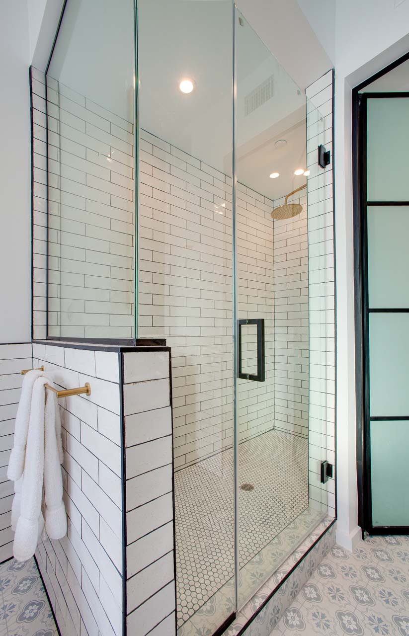 Spacious tiled shower